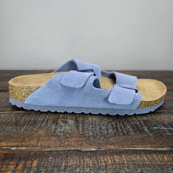 NEW Birkenstock Arizona Womens Size 8 EU 39 Narrow Sandals Suede Blue Brown Soft - Picture 5 of 10